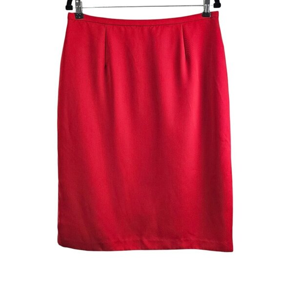 Villager Liz Claiborne Pleated Front Lined Red Skirt - Picture 1 of 8